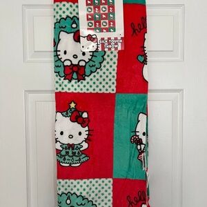 Hello Kitty Red and Green Holiday Throw Blanket